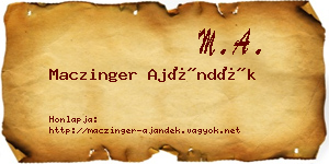 Maczinger Ajándék névjegykártya
